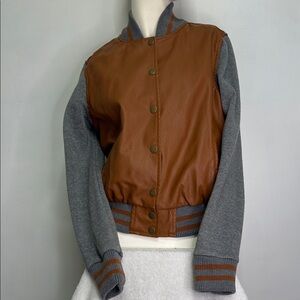 Boy Meets Girl Brown and Gray Varsity Jacket